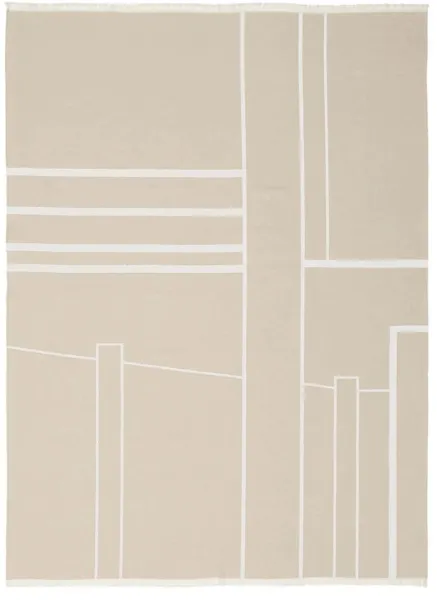 KRISTINA DAM STUDIO Architecture plaid - offwhite og beige bomuld (180x130)